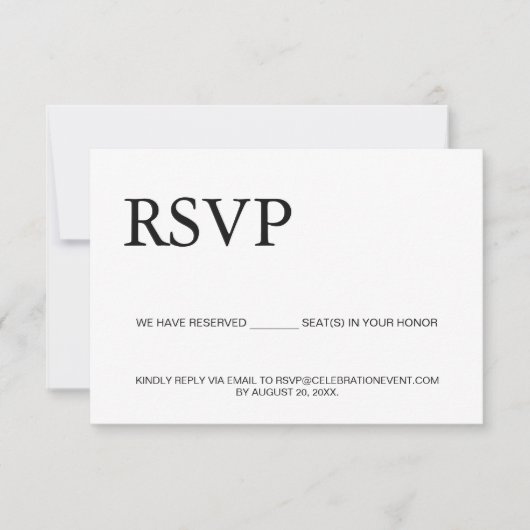 Aangepaste QR-code E-mail RSVP Gereserveerde stoel (Voorkant)