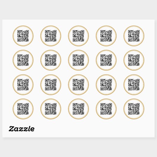 Aangepaste QR-code Elegant Black White Gold Ronde Sticker (Vel)