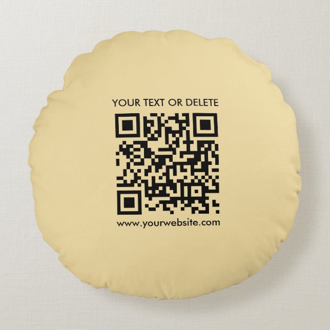 Aangepaste QR-code Elegante moderne Sjabloon goude Rond Kussen (Voorkant)