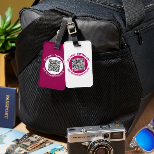 Aangepaste QR-code en tekst Bagagelabel Kies kleur (Voorkant /achterkant)