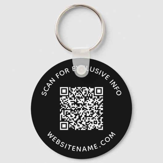 Aangepaste QR-code en tekst bedrijfssoftware zwart Sleutelhanger (Voorkant)