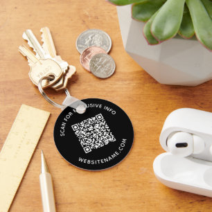 Aangepaste QR-code en tekst bedrijfssoftware zwart Sleutelhanger