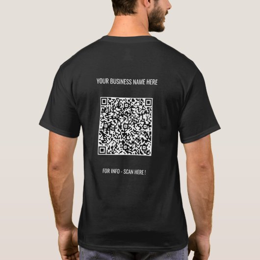 Aangepaste QR-code en tekst Business T-shirt Sjabl (Achterkant)
