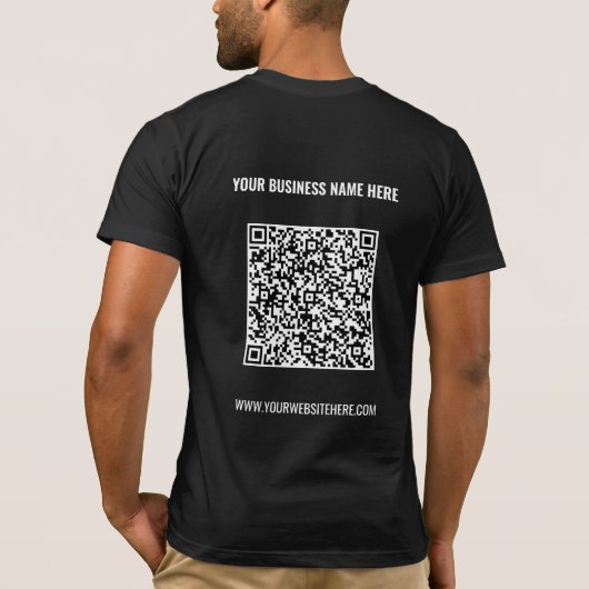 Aangepaste QR-code en tekst Business T-shirt Sjabl (Achterkant)