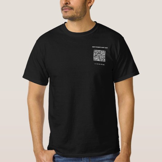 Aangepaste QR-code en tekst Business T-shirt Sjabl (Voorkant)