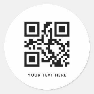 Aangepaste QR-code en tekst promotie Wit Ronde Sticker
