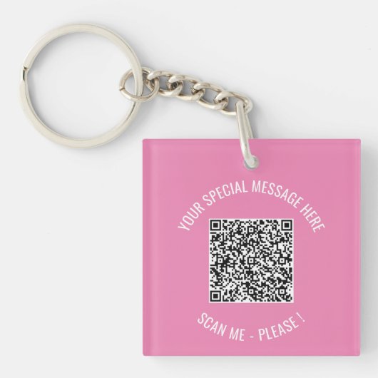Aangepaste QR-code en tekst Sleutelhanger Uw kleur (Voorkant)