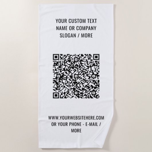 Aangepaste QR-code en tekst strandhanddoek Kies kl Strandlaken (Voorkant)