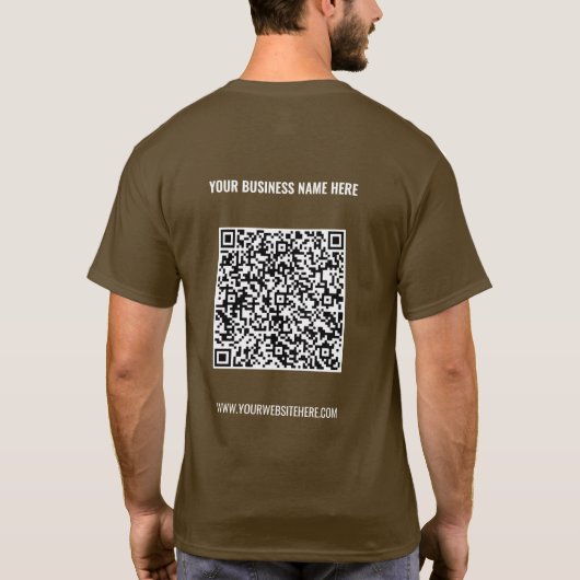 Aangepaste QR-code en tekst uw zakelijke T-shirt (Achterkant)
