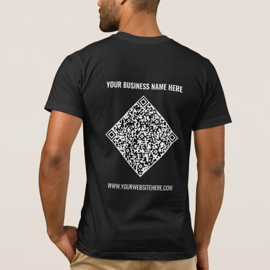 Aangepaste QR-code en tekst uw zakelijke T-shirt (Achterkant)