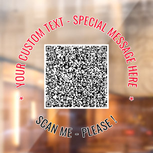 Aangepaste QR-code en tekst venster sticker sjablo