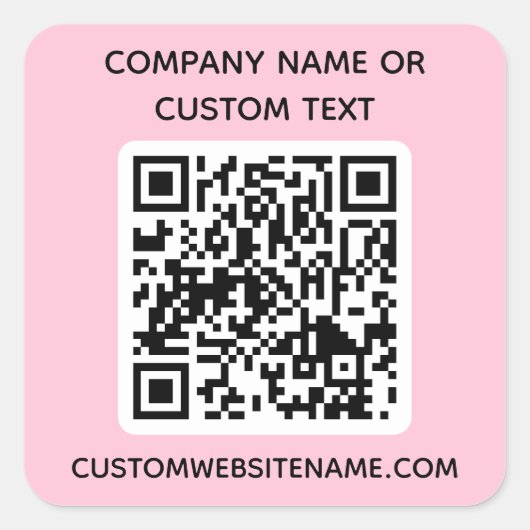 Aangepaste QR-code en tekst Vierkante Sticker (Voorkant)