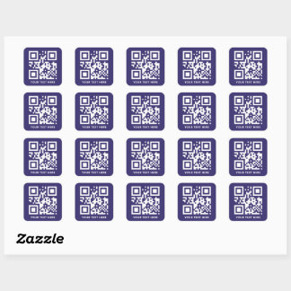 Aangepaste QR-code en tekstpromotie Donkerblauw Vierkante Sticker