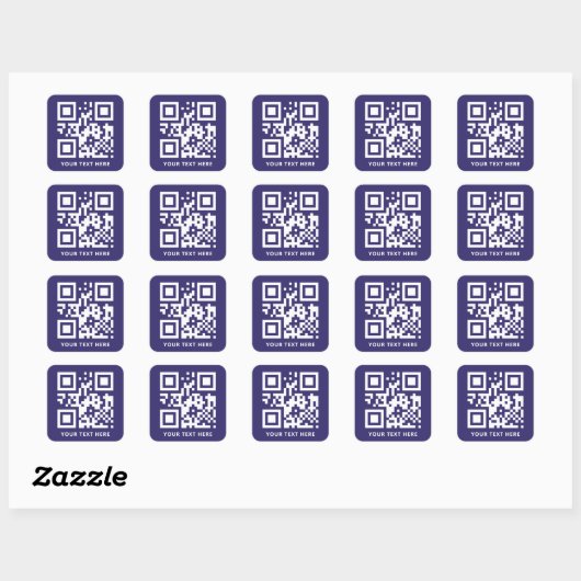 Aangepaste QR-code en tekstpromotie Donkerblauw Vierkante Sticker (Vel)