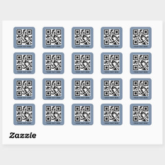 Aangepaste QR-code en tekstpromotie Dusty Blue Vierkante Sticker