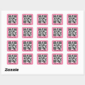Aangepaste QR-code en tekstpromotie Roze Vierkante Sticker (Vel)