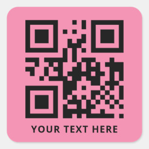 Aangepaste QR-code en tekstpromotie Roze Vierkante Sticker