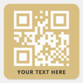 Aangepaste QR-code en tekstpromotiegoud Vierkante Sticker (Voorkant)