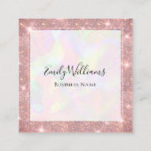 Aangepaste QR-code Faux Holografische Mode Vierkante Visitekaartje (Voorkant)