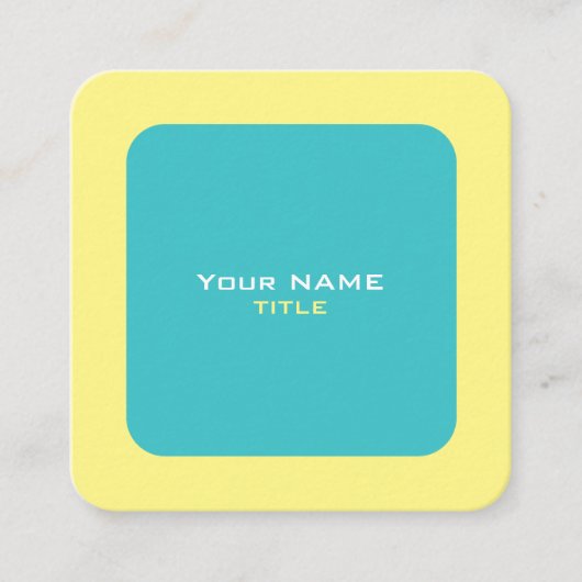 Aangepaste QR-code geel en blauw Vierkante Visitekaartje (Voorkant)