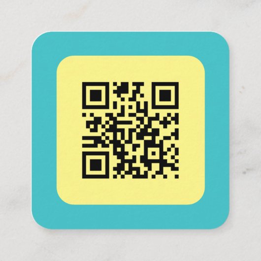 Aangepaste QR-code geel en blauw Vierkante Visitekaartje (Achterkant)