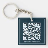 Aangepaste QR-code gemerkt Business Navy Blue Sleutelhanger (Voorkant)