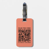 Aangepaste QR-code gepersonaliseerde monogram reiz Bagagelabel (Achterkant verticaal)