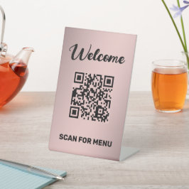 Aangepaste QR-code Golden Reclamebord Met Voetstuk