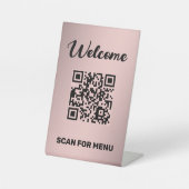 Aangepaste QR-code Golden Reclamebord Met Voetstuk (Voorkant)