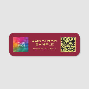Aangepaste QR-code gouden tekst uploaden foto of l Naamplaatje