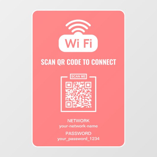 Aangepaste QR Code Gratis WIFI Wachtwoord Netwerk  Raamsticker (Vel)