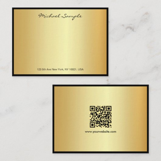 Aangepaste QR-code handgeschreven script naam Goud Notitiekaartje (Voorkant / Achterkant)