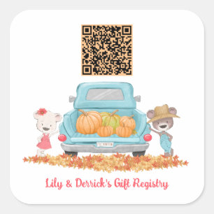 Aangepaste QR Code Herfst Pompoen Thema Gift Regis Vierkante Sticker
