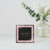 Aangepaste QR Code Holographic Glitter Mode Black Vierkante Visitekaartje (Staand voorkant)
