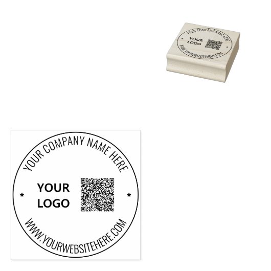 Aangepaste QR Code Info Logo Tekst Ronde Rubber St Rubberstempel (Gestempeld)