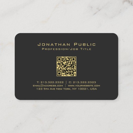 Aangepaste QR Code Kalligrafie Gouden Tekst Euro G Visitekaartje (Achterkant)