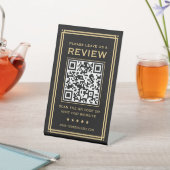Aangepaste QR-code Laat een Review Classic Black G Reclamebord Met Voetstuk (Insitu)