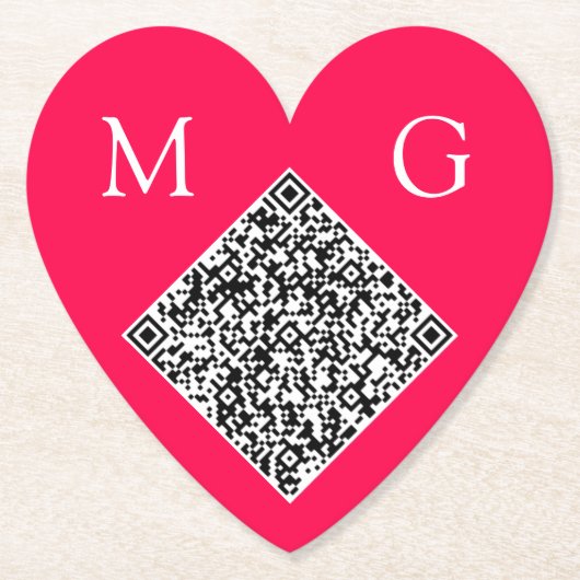 Aangepaste QR Code Letters Wedding Heart Paper Ond Kartonnen Onderzetters (Voorkant)