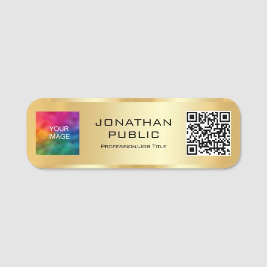 Aangepaste QR code lid foto of bedrijf Logo hier Naamplaatje (Voorkant)