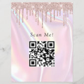 Aangepaste QR-code logo elegante parelmoer roze Flyer (Achterkant)