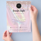 Aangepaste QR-code logo elegante parelmoer roze Flyer (Hand)