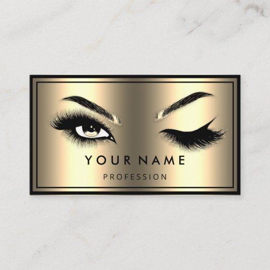 Aangepaste QR CODE Logo Eyelashes Faux Gold Visitekaartje (Voorkant)