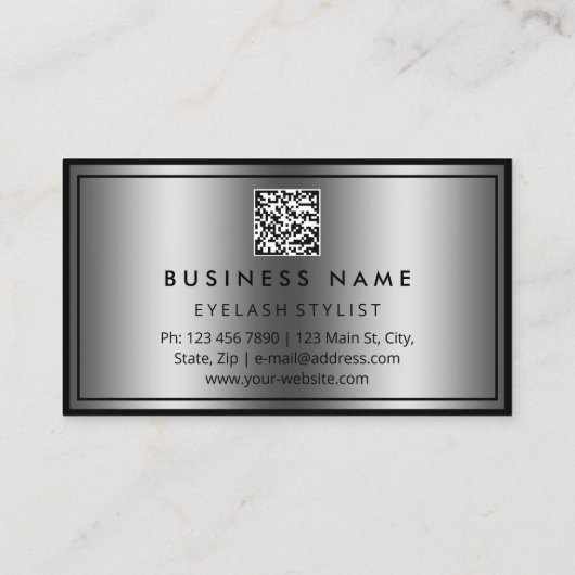 Aangepaste QR CODE Logo Eyelashes Lijst grijs Visitekaartje (Achterkant)