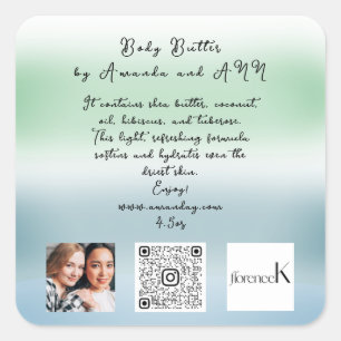 AANGEPASTE QR-CODE LOGO FOTO PRODUCTBESCHRIJVING VIERKANTE STICKER