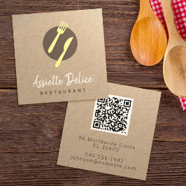 Aangepaste QR Code Logo Keuken Business & Restaura Vierkante Visitekaartje