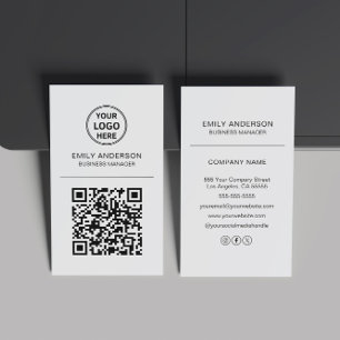 Aangepaste QR-code Logo Minimal Grey Visitekaartje
