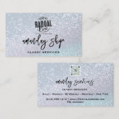 Aangepaste Qr-code Logo Sociale media Glitter Blau Visitekaartje (Voorkant / Achterkant)