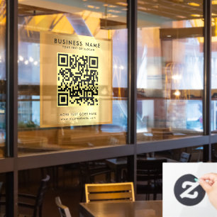 Aangepaste QR-code logo tekst namaak goud glamor Raamsticker