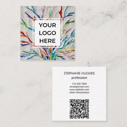Aangepaste QR-code Logo Vierkante Visitekaartje (Voorkant / Achterkant)