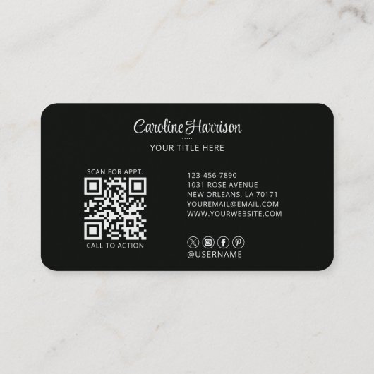 Aangepaste QR-code Logo Website Social Media Visitekaartje (Achterkant)